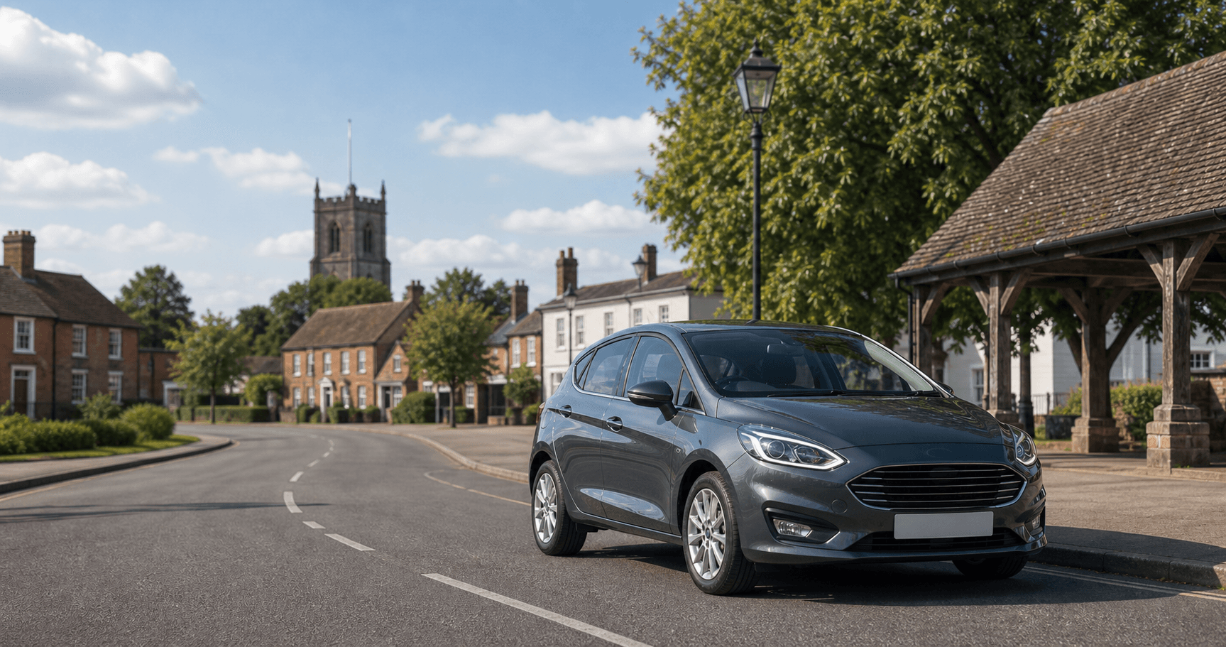 Compact hire car ready for practical travel around Cambridge