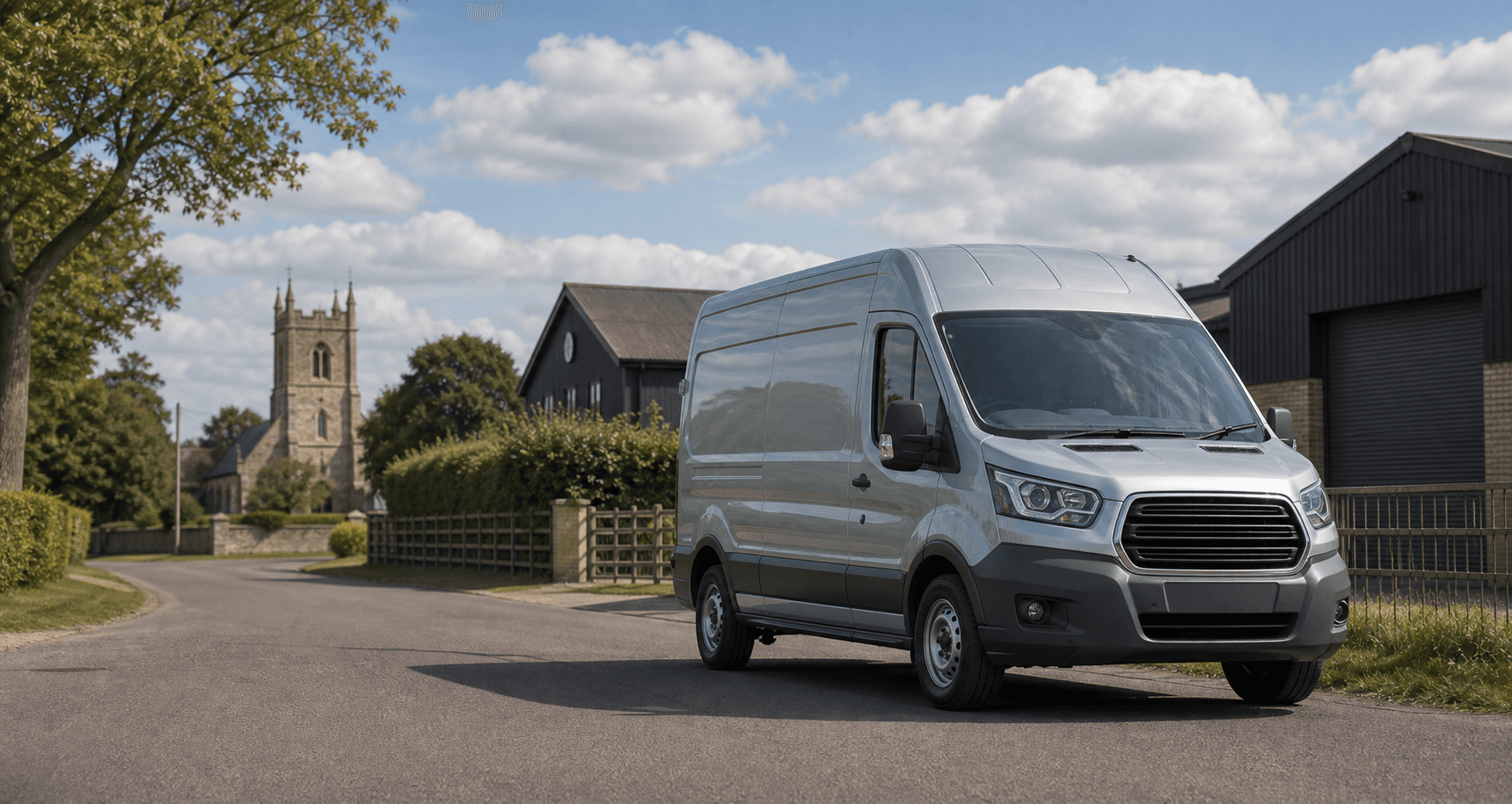 Modern self-drive rental van ready for loading in Arrington