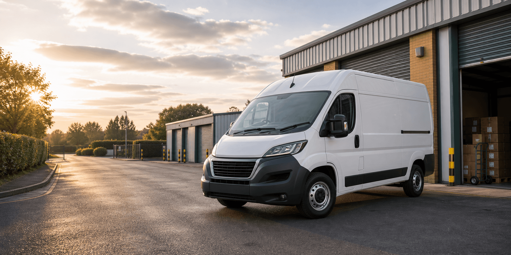 Modern self-drive rental van ready for loading in Arrington